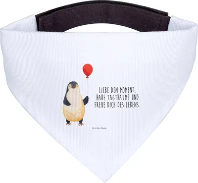 Produktbild von Mr. & Mrs. Panda Halstuch Pinguin Luftballon - Weiß - Geschenk, Pinguine, Liebe, Fröhlich, Hunde, Hundehalstuch, Schal Für, Motivation, Tuch, Hund