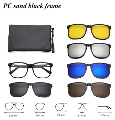 Produktbild von Polarisierte Sonnenbrille, 5-in-1-Clip-Sonnenbrille, Motorradbrille, farbenfrohe Sonnenbrille, Herren- und Damen-Brille mit Kurzsichtigkeitsbrille