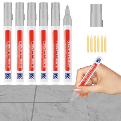 Produktbild von Fugen Reparatur Stift Set, 6-teilig, lichtgrau, für Fliesen in Küche und Bad