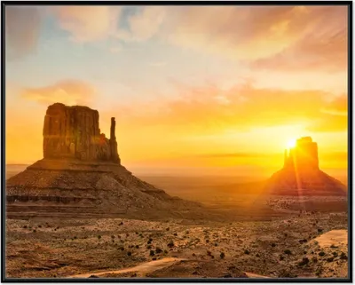 Produktbild von Wallario Wandbild Monument bei Sonnenuntergang, Größe: 40,30 x 50,30 cm, Poster mit schwarzem Aluminiumrahmen