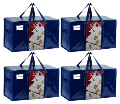 Produktbild von Extra Große Umzugstasche, Aufbewahrungstaschen mit Reißverschluss,Aufbewahrungsbox mit Deckel,für Umzug,Bettdecken, Kleideraufbewahrung, Alternative zu Umzugskartons.(Blau, 4er-Pack)
