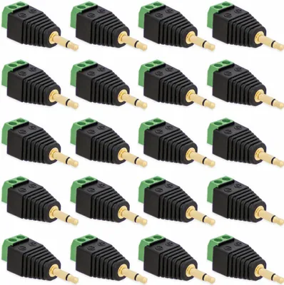 Produktbild von Klinken Stecker 3,5 mm Adapter > Terminal Block 2-Pin Schraub Klemmen Vergoldet[20x Stecker]
