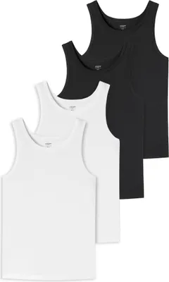 Produktbild von UNCOVER by SCHIESSER Herren Unterhemd 4er Pack - Serie "Uncover", Rundhals Schwarz / Weiß XL