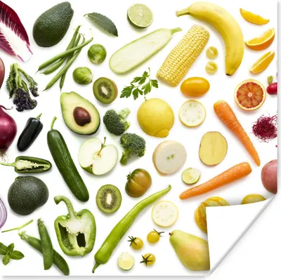 Produktbild von MuchoWow® Poster Gemüse - Obst - Regenbogen 100x100 cm - Babyzimmer