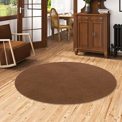 Produktbild von Velours Teppich Joy Braun Rund, Größe:240 cm Rund