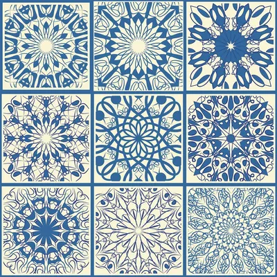 Image de Autocollants pour carrelage pour la cuisine et la salle de bains – 9 autocollants imitation carrelage de style azulejos, Desiderio – 9 autocollants, 20 x 20 cm