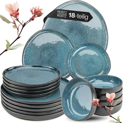 Produktbild von Moritz & Moritz ORGANIC reaktiv blau Geschirrset 18 tlg.