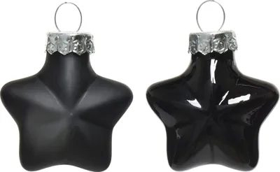 Produktbild von Christbaumschmuck Sterne 4cm Glas 12 Stück - Schwarz
