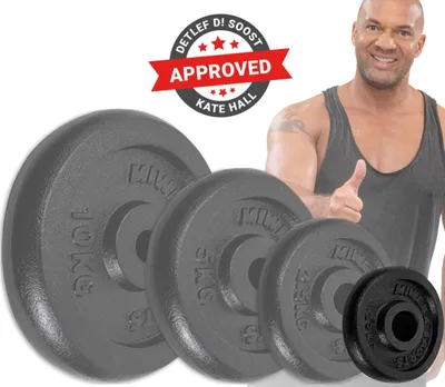 Produktbild von Miweba Sports Hantelscheiben Set | Gusseisen - Hantelgewicht - Gewichtsscheiben - Fitness Scheiben - Gewichte für Hantel - Ø30mm - Schwarz - 4x1,25 kg