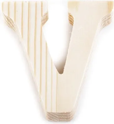 Produktbild von 3D Holzbuchstabe 8 cm, natur - Buchstaben Zeichen, Buchstaben & Zeichen:V