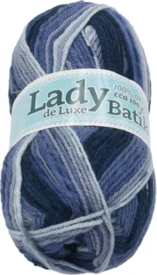 Image de Fil LADY de Luxe BATIK - 100g / 238 m - Blanc,Bleu