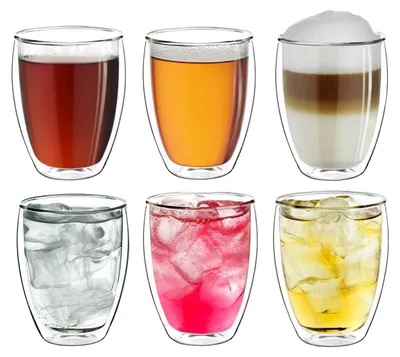 Produktbild von Creano doppelwandiges XXL Thermoglas 400ml, Extra großes hitzebeständiges Kaffeeglas/Teeglas/Latte Macchiato aus Borosilikatglas, 6er Set