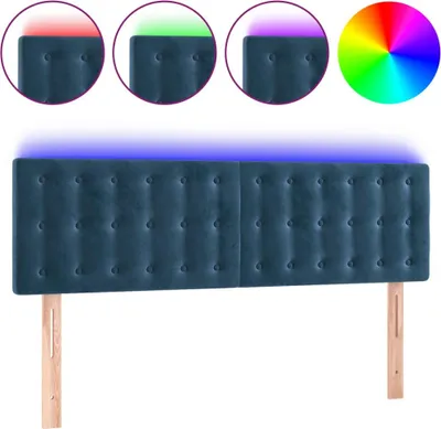 Produktbild von vidaXL LED Kopfteil Dunkelblau 144x5x78/88 cm Samt