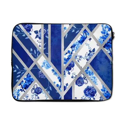 Produktbild von MuchoWow® Laptop Hülle 15 Zoll Delfter Blau - Design - Abstrakt Laptoptasche - Laptoptasche - Sleeve - Rundum-Schutz