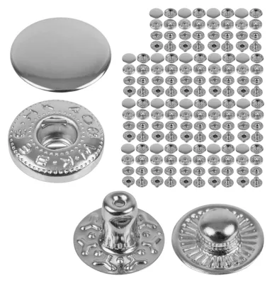 Produktbild von Druckknöpfe ohne Nähen, Ø 15 mm, 20 Paar, silberfarben, werkzeuglos, Stoffclips für DIY-Projekte, federbelastete Druckknöpfe, Reparatur von Metallknöpfen, Nähzubehör für Ersatzknöpfe, federbelastete Druckknöpfe