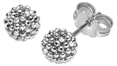 Produktbild von Himbeer Ohrstecker aus 585 Gold Weißgold Kugel 6mm Ohrringe Ohrschmuck Damen