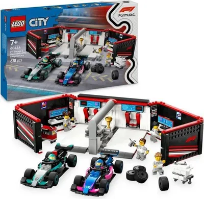 Productafbeelding van LEGO City 60444 Formule 1 Garage met Mercedes-AMG en Alpine auto's, speelset voor jongens van 7 jaar