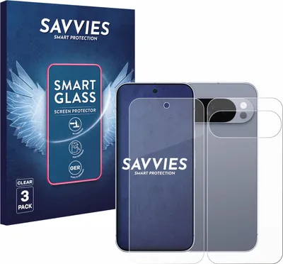 Produktbild von 3x Savvies Schutzglas Folie für Google Pixel 10 Pro (Display+Rückseite) 9H Panzer Schutzfolie Glas Displayschutz klar transparent