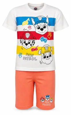 Produktbild von Paw Patrol Kinder Jungen kurzarm Schlafanzug Pyjama Shirt Shorts Gr. 98-128 - Weiss, 128