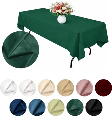 Produktbild von MEBLE ODNOWA, Tischdecke, Matter Samt-Tischdecke, Rechteckig, Dunkelgrün, 140×240 cm, Velours, Tischschutz, Elegant, Formstabil, Elastisch, Strapazierfähig, Maschinenwaschbar
