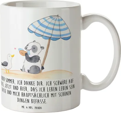 Produktbild von Mr. & Mrs. Panda Teetasse Lieber Sommer - Weiß - Geschenk, Summer Feelings, haferl, Vibes, Sommergefühle, Blühende Blumen, Kamin, Tasse, Frühling, Strand, Kaffeetasse