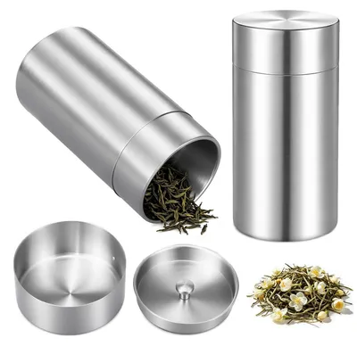 Teedosen 2er-Set, 304 Edelstahl, 550 ml, luftdicht, Doppeldeckel
