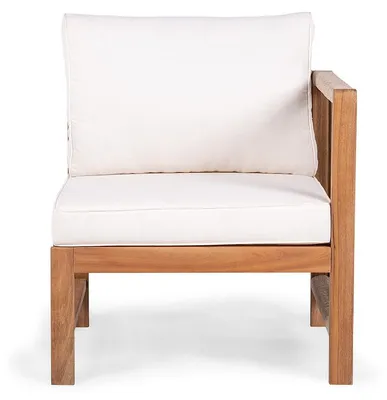 Produktbild von home24 Loungesessel mit 1 Armlehne - Akazie Massiv / Polyester - Braun / Beige