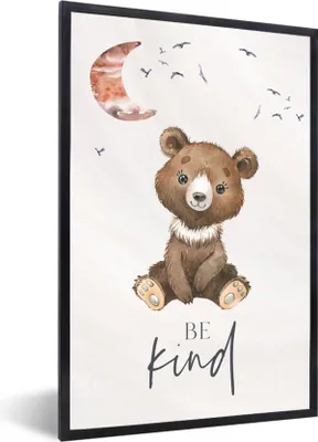 Produktbild von MuchoWow® Gerahmtes Poster Sprichwörter - Kind sein - Kinder - Teddybär - Aquarell 20x30 cm - Poster mit Schwarzem Bilderrahmen Wandposter Rahmen Foto Bilder - Drucken - Bilder Poster im Rahmen