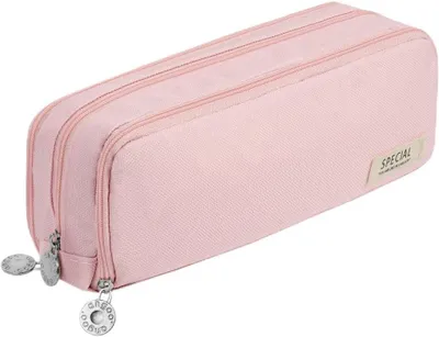 Produktbild von Federmäppchen mit großer Kapazität, 3 Fächer, für Schule und Büro, rosa