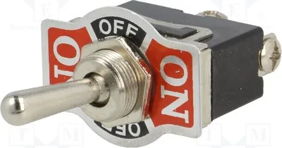 Zdjęcie produktu dla 1x Przełącznik dźwigniowy: 3 pozycje (ON-OFF-ON), 10A/250VAC, 50mΩ, typu "kipp"