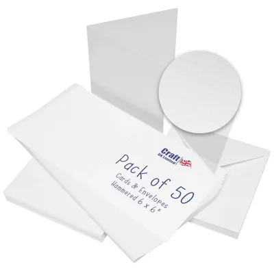 Obrázok produktu pre Kartičky Craft UK W101 s reliéfnym vzorom, s obálkami, 15,2 x 15,2 cm, biele, 50 kusov