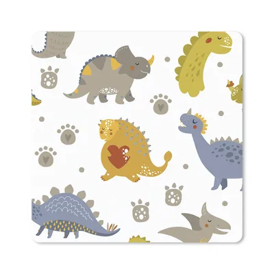 Produktbild von MuchoWow® Mauspad Mousepad Dinosaurier - Kinder - Design - Jungen - Mädchen - Kinder 20x20 cm - Mousepads - Maus Mat - Pad - Mausunterlage - Desk Mat - Bureauartikeln