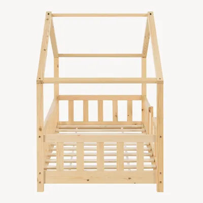 Produktbild von Kinderbett ’Treviolo‘ in Haus-Optik mit Rausfallschutz Kiefernholz 80 x 160 cm Holzfarben