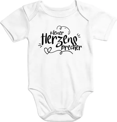 Produktbild von süßer Baby Body mit Aufdruck kleiner Herzensbrecher Baumwolle kurzarm Moonworks®  3-6 Monate