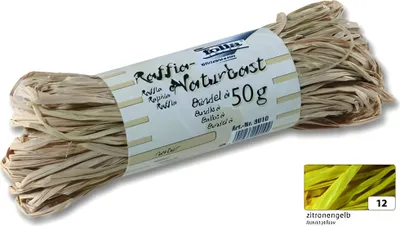 Produktbild von Folia Naturbast Raffia - matt, zitronengelb, 50 g