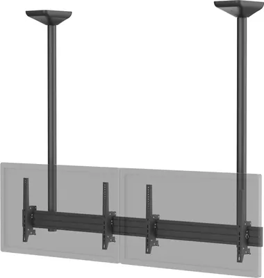 Image de Support TV plafond menu board 2 écrans 45''- 55'' Hauteur 150cm noir