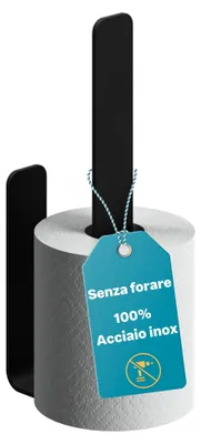 Image de Support pour papier toilette en acier inoxydable, adhésif, à fixer au mur