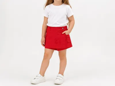 Produktbild von Rock Mädchen Rot Größe 92 Skort Kinder Rock mit integrierter Shorts – 100% Baumwolle