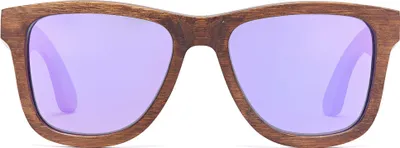 Produktbild von Bonizetti Herren Sonnenbrille Bambus Braun Glasfarbe lila BERKELEY - 143mm Männer, Sunglasses, Sommer Accessoires, Naturmaterialien