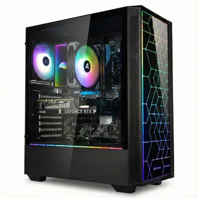 Produktbild von Gaming PC Komplett Set | Ryzen 7 5700X | RTX 5060 | 32GB Ram | SSD 500GB | WIFI | 27" | Windows 11 Pro | RGB Tower