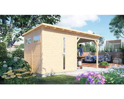 Produktbild von Gartenhaus Bertilo Pentus 2 inkl. Fußboden und Schleppdach 470 x 265 cm natur