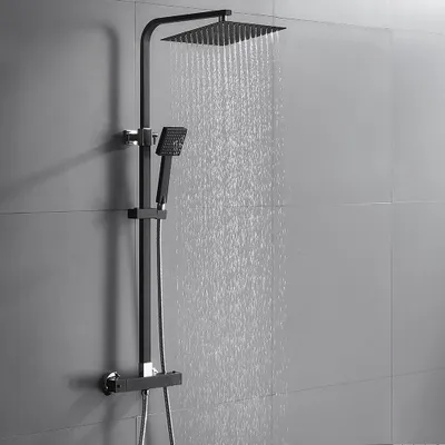 Produktbild von Auralum Thermostatische Duschsäule – höhenverstellbar, langlebiges Messing Duschsystem für Badezimmer