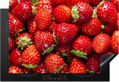 Produktbild von KitchenYeah© Herdabdeckplatte Erdbeere - Obst - Saatgut , 77x51cm, Küche Deko, Glaskeramikkochfeld Herdabdeckung, Abdeckplatte fùr Kochfeld