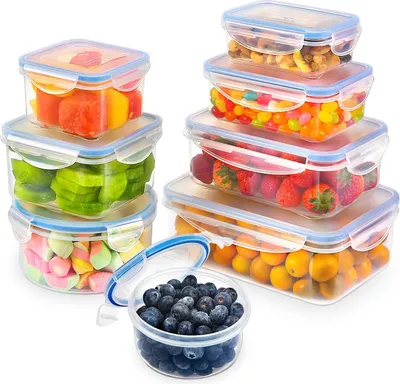 Productafbeelding van YASHE Set van vershoudbakken, 16 stuks, 5,54 liter, PP