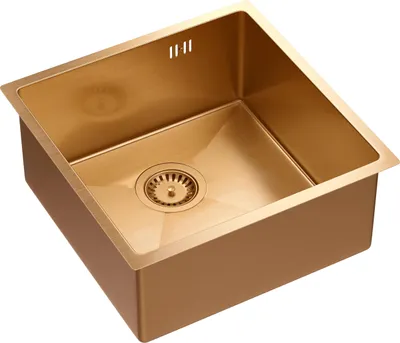 Produktbild von QUADRON Spülbecken 1-Becken Spüle | Größe: 44 x 44 x 20,5 cm | ANTHONY 50 | Küchenspüle Edelstahlspüle mit Siphon | Kupfer Pvd