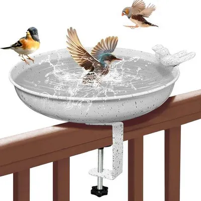 Produktbild von Famanu Vogelbad für Garten - Metall, abnehmbarer Halter, wetterfest
