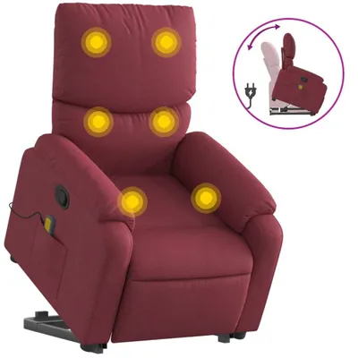 Produktbild von vidaXL Massagesessel mit Aufstehhilfe Weinrot Stoff