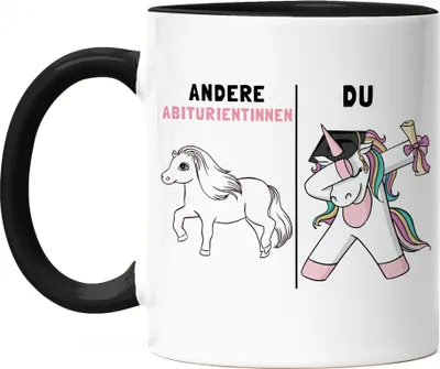 Produktbild von Andere Abiturientinnen Du Tasse Schwarz Pferd Einhorn Geschenkidee Lustig Schulabschluss Abi