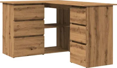 Image de Bureau d'angle chêne artisanal 145x100x76 cm bois d'ingénierie