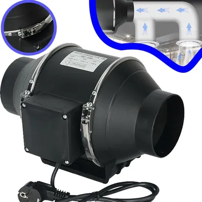 Produktbild von 100mm Rohrventilator 310 m³/h, Rauchabzug Abluftventilator, Inline Rohrlüfter für Belüftung und Abluftgebläse